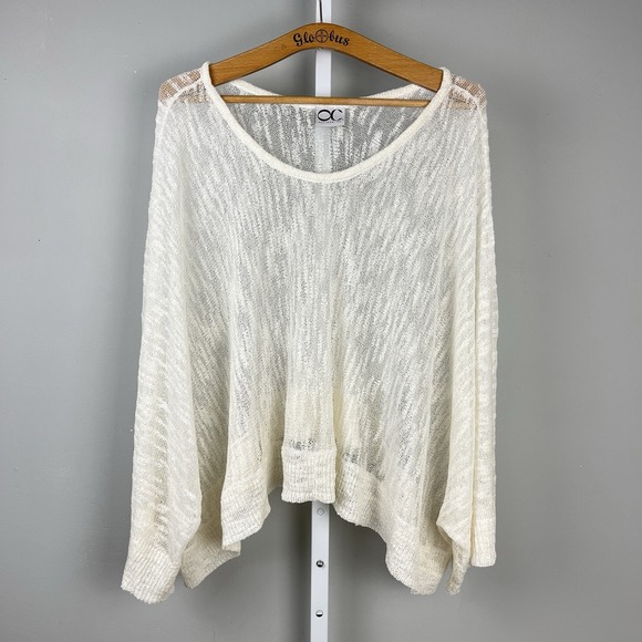OC Salinas White Open‎ Knit Cropped Layering Sweater Womens One Size Lagenlook - Picture 1 of 8